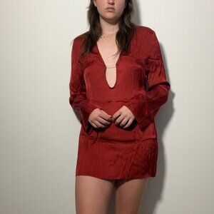 Rumored Red Satin Mini Dress